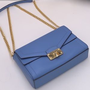 Michael Kors Kinsley Medium Flap Shoulder Bag Crossbody in French Blue